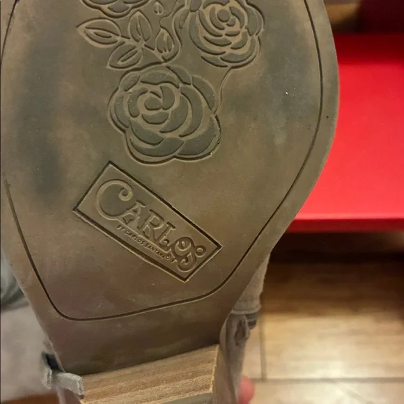 Carlos Santana light brown suede Fringe Knee-High Wedge Boots size 6 - Picture 2 of 4